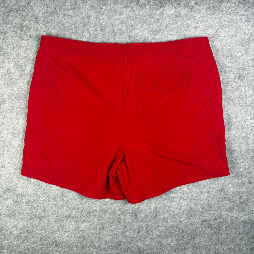 Vintage Nike Swim Trunks Red Nylon Mesh Lined Striped Shorts Mens Medium
